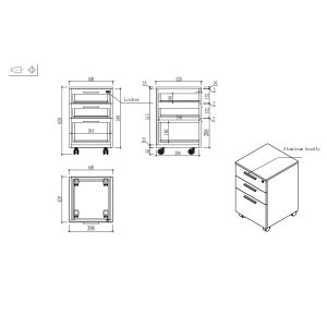 Контейнер за бюро RFG Monaco, 400 х 420 х 620 mm, ПДЧ 16 mm, бряст и бяло