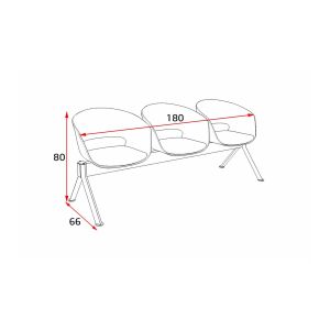 Посетителска пейка RFG Simon X White, с 3 места, полипропилен, метална основа