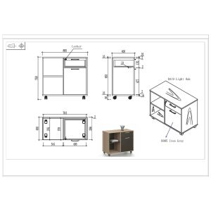 Шкаф RFG Milano, 800 х 400 х 750 mm, ПДЧ, светъл дъб и тъмносиво