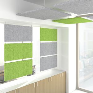 Шумоизолиращ преграден панел Narbutas Modus, свободностоящ, 1200 x 40 x 1200 mm, дамаска Velito Presto светла мента