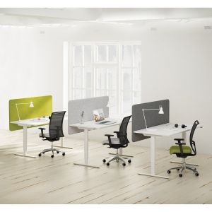 Шумоизолиращ преграден панел за бюро Narbutas Desk 760, 1600 x 36 x 760 mm, дамаска Velito Presto светла мента, сив метал