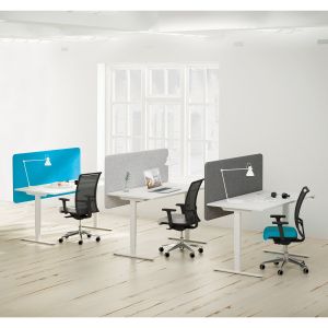 Шумоизолиращ преграден панел за бюро Narbutas Desk 760, 1600 x 36 x 760 mm, дамаска Velito Presto светла мента, сив метал