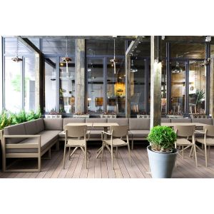 Градинска маса RFG Folding, сгъваема, квадратна, пластмасова, бяла