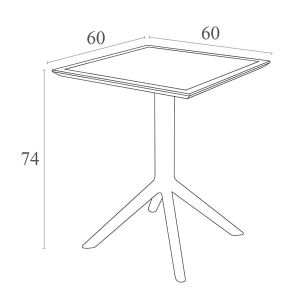 Градинска маса RFG Folding, сгъваема, квадратна, пластмасова, бяла