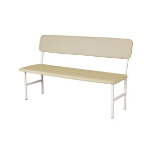 Пейка, с облегалка, екокожа, метална основа, до 180 kg, 1500 х 450 х 840 mm, слонова кост, бели крака