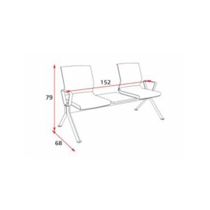 Посетителска пейка RFG Lisa Black, с 2 места и масичка, текстил, метална основа, зелена