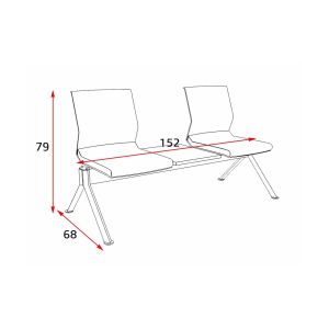 Посетителска пейка RFG Lisa Black, с 2 места и масичка, текстил, метална основа, зелена