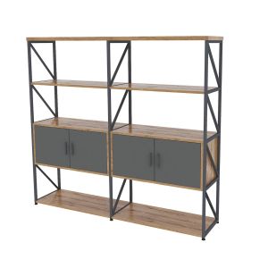 Стелаж RFG London, четири рафта, корпус селенит, 160 x 40 x 160 cm, ПДЧ, сглобена мостра