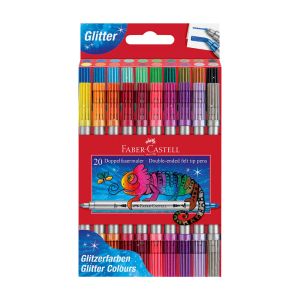 Faber-Castell Флумастери Glitter, двойни, 20 цвята