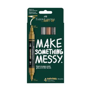 Faber-Castell Акрилен маркер Multimark Metallic, 4 цвята