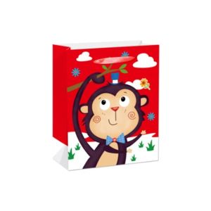 Подаръчна торбичка, маймуна, детска, 31 х 40 х 12 cm, червена