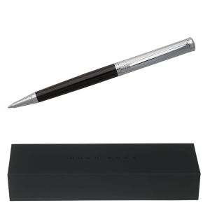 Hugo Boss Химикалка Sophisticated Diamond, в кутия, сиво-черна