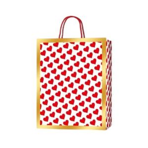 Подаръчна торбичка Love, 18 х 23 х 8 cm, червени сърца