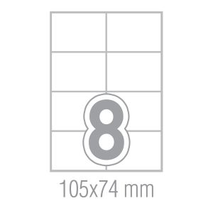 Office 1 Самозалепващи се етикети, A4, 105 x 74.25 mm, прави ъгли, 100 листа