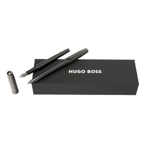 Hugo Boss Комплект писалка и химикалка Essential Metal, в кутия, хром