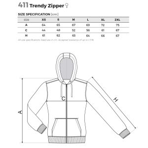 Malfini Дамски суитшърт Zipper 411, поларен, размер XXL, син