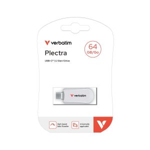 USB флаш памет Verbatim Plectra, 64 GB, USB Type-C 3.2, бяла