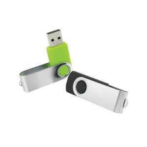 Office 1 USB флаш памет Swivel, USB 2.0, 16 GB, без лого, черна