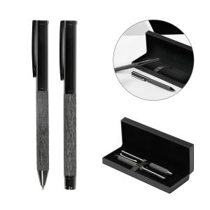 Office 1 Комплект химикалка и ролер Leatherink, метални