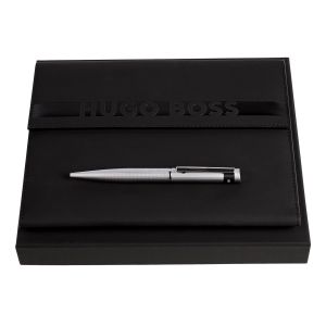 Hugo Boss Комплект химикалка и конферентна папка Cloud Matte, А5, хром