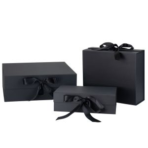 Office 1 Кутия Gift Box, с магнитно затваряне, сгъваема, 26 х 23 х 9.5 cm, черна