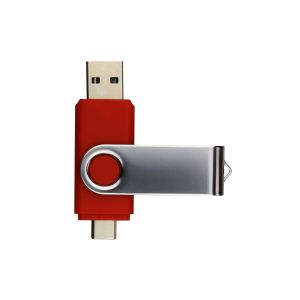 Office 1 USB флаш памет Swivel, USB 3.0, 16 GB, Type-C OTG, червена