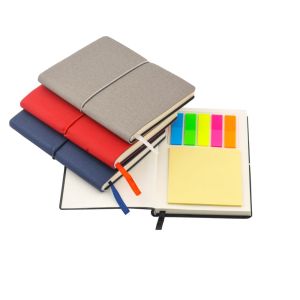 Office 1 Бележник Memo А6, с цветни индекси и ластик, червен