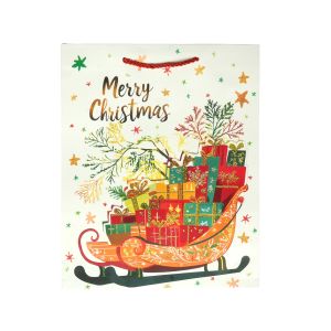 Подаръчна торбичка Merry Christmas - Шейна, коледна, 30 х 40 х 12 cm