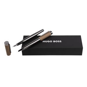 Hugo Boss Комплект химикалка и писалка Corium, в кутия, карамел