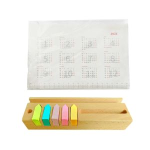 Office 1 Поставка Green, с календар и листчета, бамбукова, 21 х 7 cm