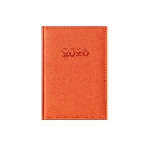 Календар-бележник Европа, с дати, A5, кожена подвързия, оранжев