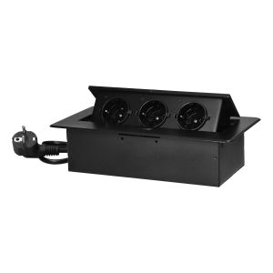 Orno Мебелна кутия, за вграждане, 3хP+E, черна