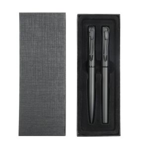 Office 1 Комплект химикалка и ролер Caligo, метални, черни