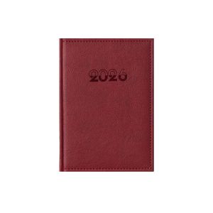 Календар-бележник Европа, с дати, A5, кожена подвързия, бордо