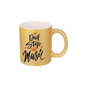 BESTSUB Чаша, глитер, златиста, 330 ml, с възможност за персонализация