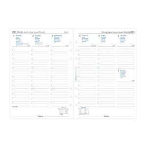 Filofax Пълнител за органайзер Classic, А5, за 2024 година, 1 седмица на 2 страници, вертикален