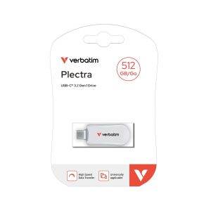 USB флаш памет Verbatim Plectra, 512 GB, USB Type-C 3.2, бяла