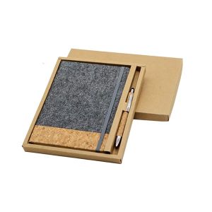 Office 1 Комплект Бележник и химикалка, А5, 80 листа, филц и корк, в кутия