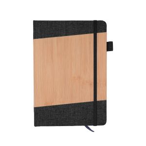 Office 1 Тефтер Kyoto Деним, филц и бамбук, A5, широки редове, 80 листа, черен