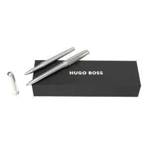 Hugo Boss Комплект ролер и химикалка Essential Metal, в кутия, сребристи