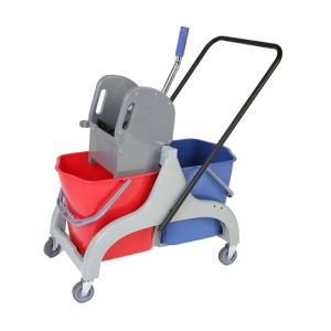Количка за почистване Office 1, PVC, с преса, 78 х 44.5 х 91.5 cm, 2 x 23 L, 46 l