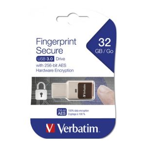 USB флаш памет Verbatim Secure, USB 3.2, 32GB, с пръстов отпечатък
