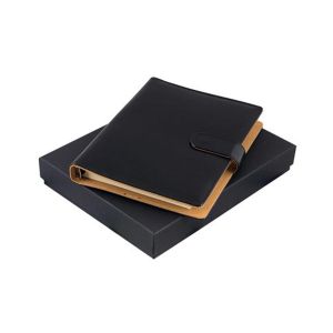 Office 1 Органайзер, A5, с рингове, кожен, в кутия, черен