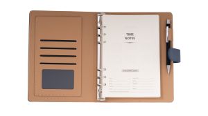 Office 1 Органайзер, A5, с рингове, кожен, в кутия, черен