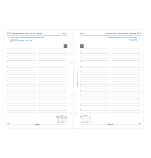 Filofax Пълнител за органайзер Classic, А5, за 2025 година, 1 ден на страница