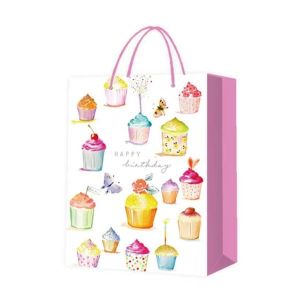 Подаръчна торбичка Happy Birthday, кексчета, 30 х 41.5 х 12 cm