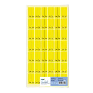 Office 1 Самозалепващи се етикети за цени, 17 x 30 mm, жълти, лева и евро, 420 броя