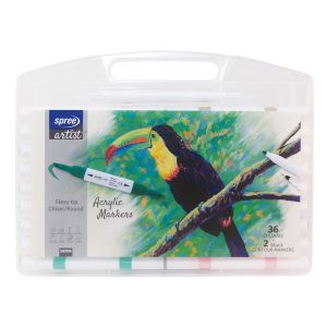 Маркери Spree Flexy акрилни двувърхи 36 цвята+ 2 контурни