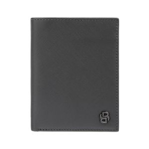 Hugo Boss Портфейл Saffiano, с капак и отделение за монети, сив