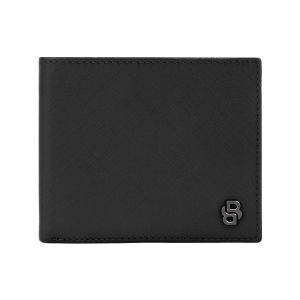 Hugo Boss Портфейл Saffiano Double B, с капак и отделение за монети, черен